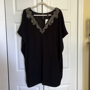 AIDAN MATTOX: Split Sleeve Black Cocktail Dress: Size 8: New with Tags